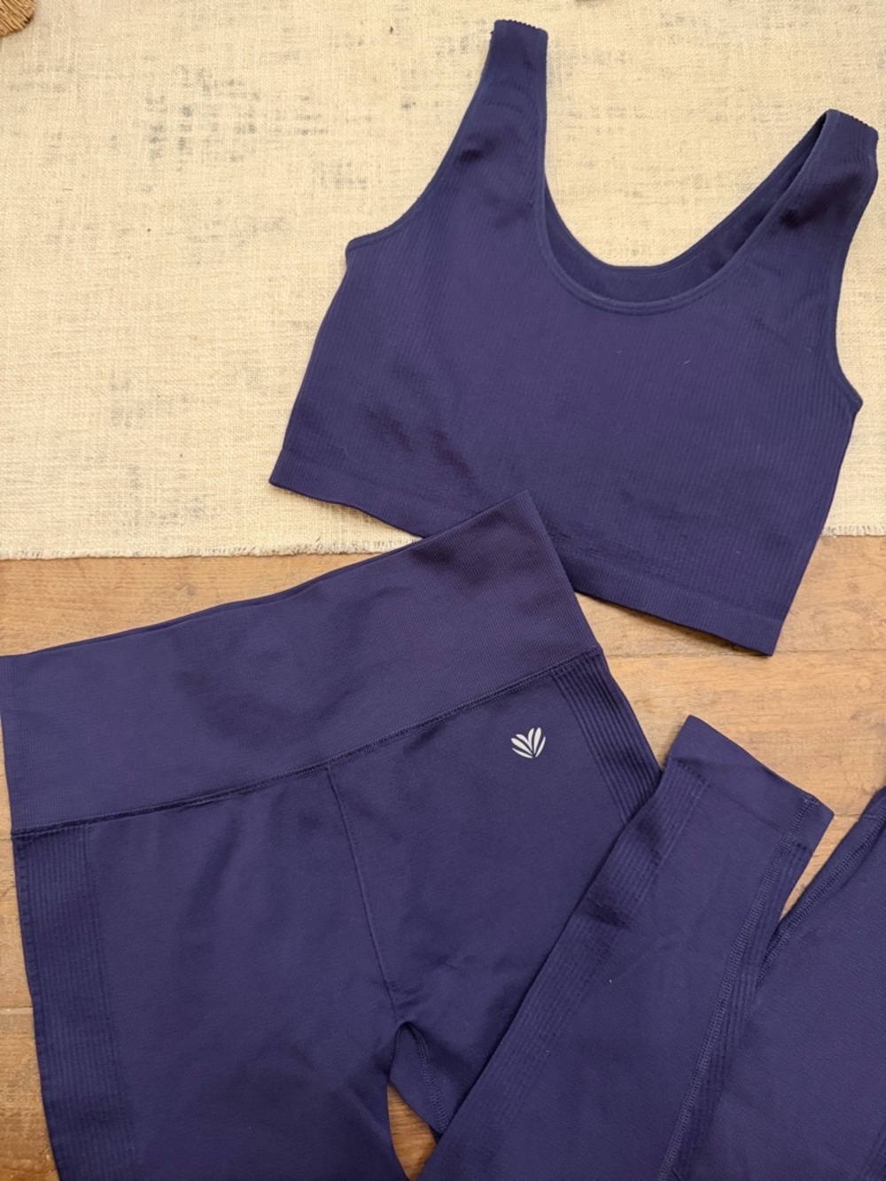 Forever 21 Navy Blue Ribbed Sports Bra and Leggings Set